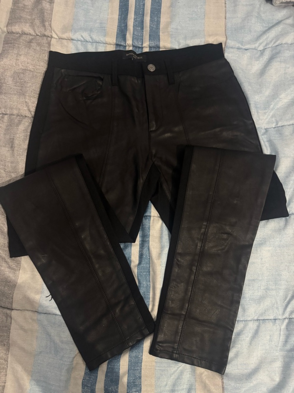 Banana Republic Black Skinny Leather-Look Jeans